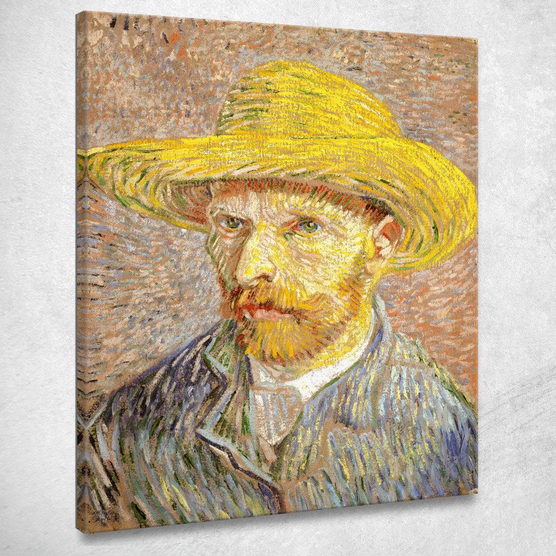 Autoritratto Con Cappello Di Paglia Vincent van Gogh vvg7 quadro stampato su tela Autoritratto Con Cappello Di Paglia Vincent van Gogh vvg7 quadro stampato su tela