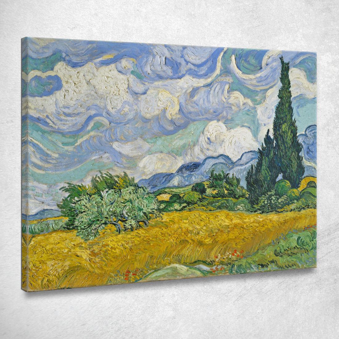 Campo Di Grano Con Cipressi Vincent van Gogh vvg15 quadro stampato su tela Campo Di Grano Con Cipressi Vincent van Gogh vvg15 quadro stampato su tela
