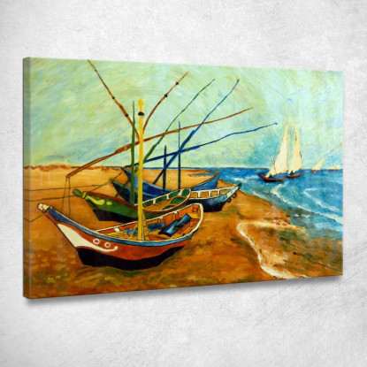 Pescherecci Sulla Spiaggia Di Saintes-Maries Vincent van Gogh vvg38 quadro stampato su tela