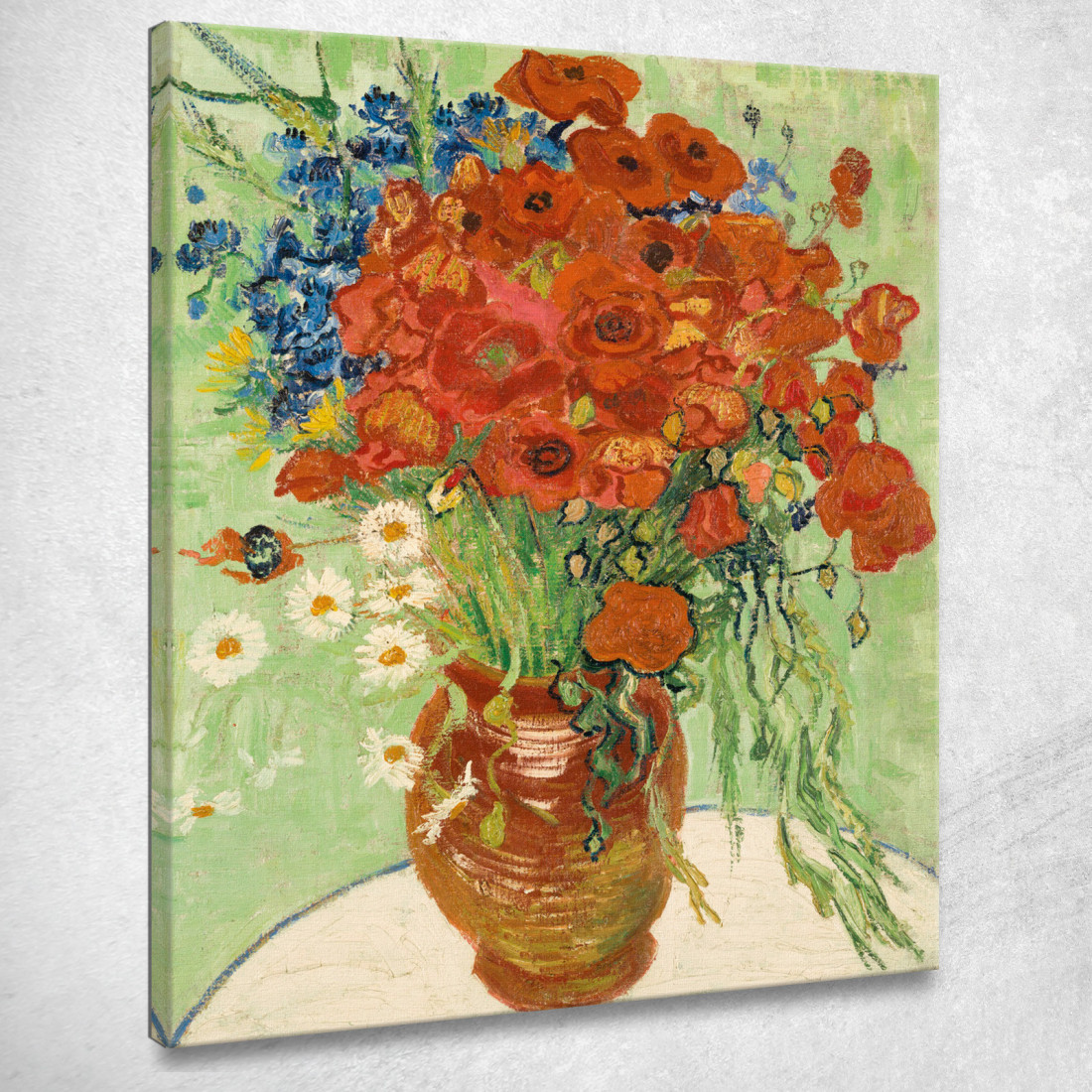 Vaso Con Fiordalisi E Papaveri Vincent van Gogh vvg39 quadro stampato su tela Vaso Con Fiordalisi E Papaveri Vincent van Gogh vvg39 quadro stampato su tela