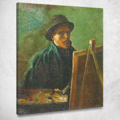 Autoritratto Con Cappello Di Feltro Scuro Al Cavalletto Vincent van Gogh vvg43 quadro stampato su tela