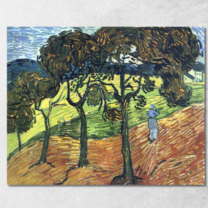 Donna Che Cammina Sotto Gli Alberi L'Oliver Vincent van Gogh vvg57 quadro stampato su tela