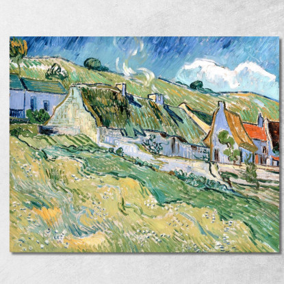 Case E Cottage Dal Tetto Di Paglia Vincent van Gogh vvg79 quadro stampato su tela