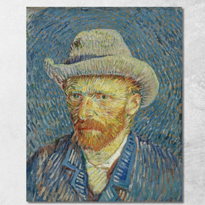 Autoritratto Con Cappello Di Feltro Grigio Vincent van Gogh vvg88 quadro stampato su tela