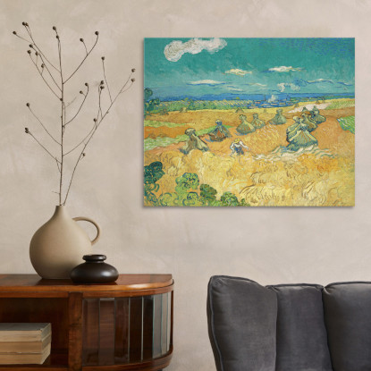 Campi Di Grano Con Reaper Auvers Vincent van Gogh vvg107 quadro stampato su tela