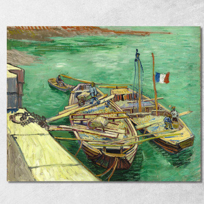 Molo Con Uomini Che Scaricano Chiatte Di Sabbia Vincent van Gogh vvg109 quadro stampato su tela