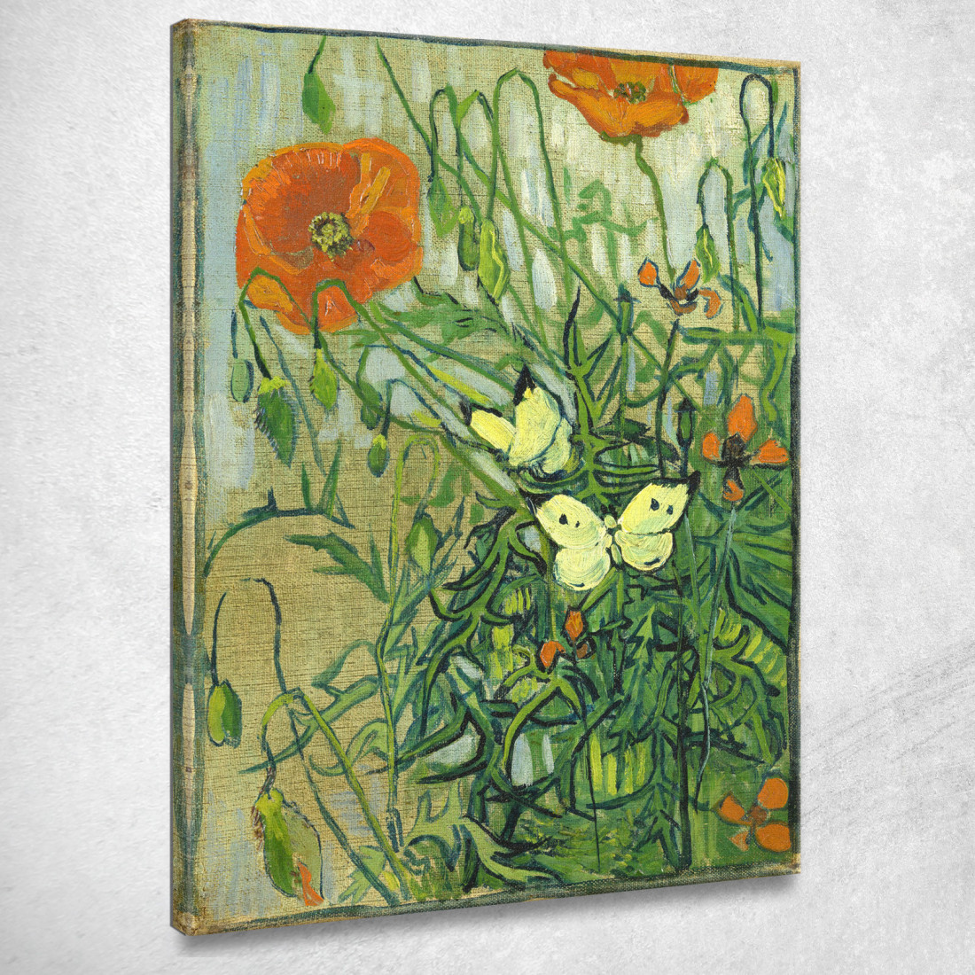 Farfalle E Papaveri Vincent van Gogh vvg115 quadro stampato su tela