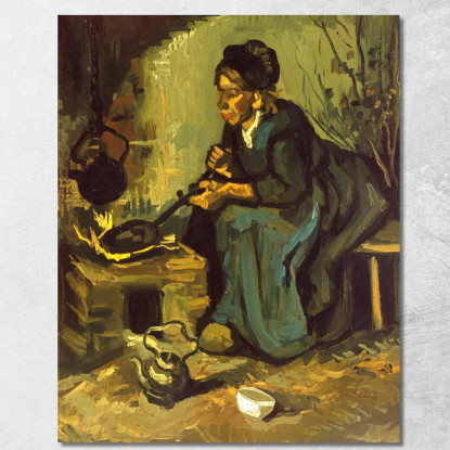 Contadina Che Cucina Da Un Camino Vincent van Gogh vvg140 quadro stampato su tela