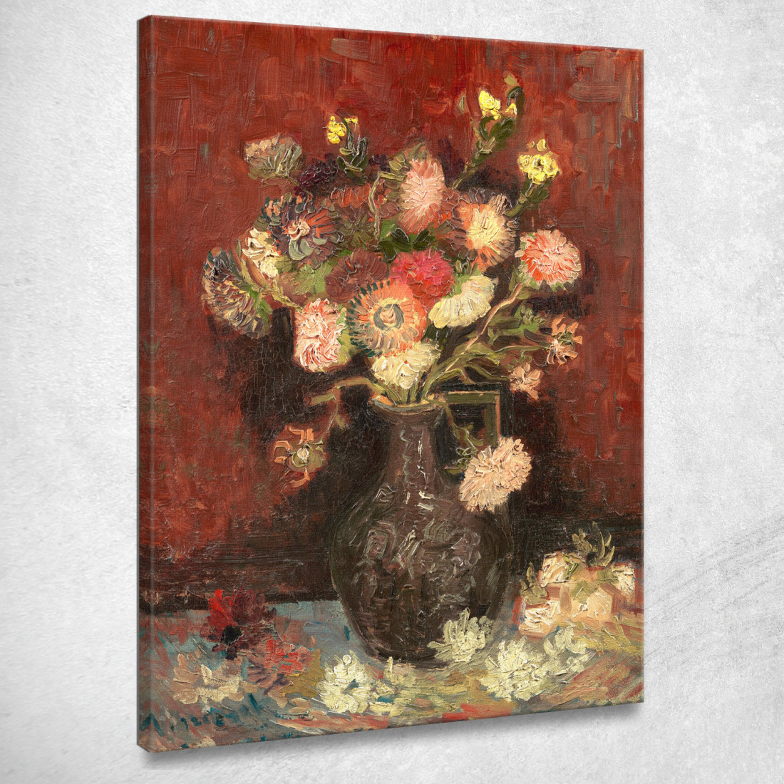 Vaso Con Astri Cinesi E Gladioli Vincent van Gogh vvg180 quadro stampato su tela Vaso Con Astri Cinesi E Gladioli Vincent van Gogh vvg180 quadro stampato su tela