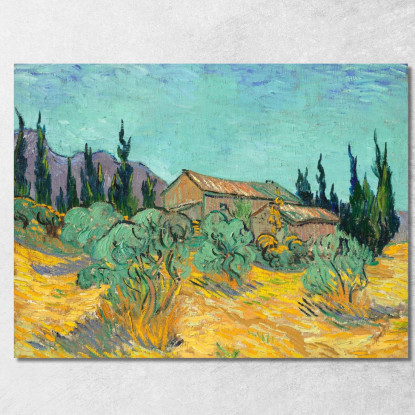 Capanne In Legno Tra Ulivi E Cipressi Vincent van Gogh vvg200 quadro stampato su tela