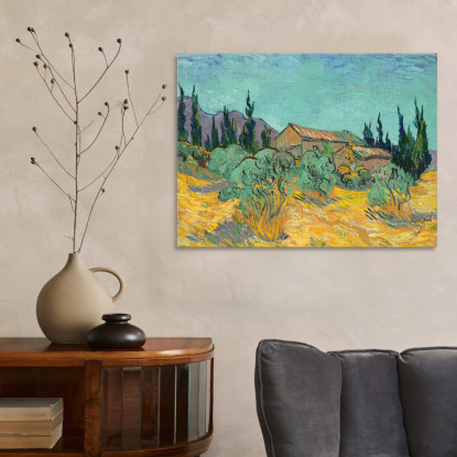 Capanne In Legno Tra Ulivi E Cipressi Vincent van Gogh vvg200 quadro stampato su tela