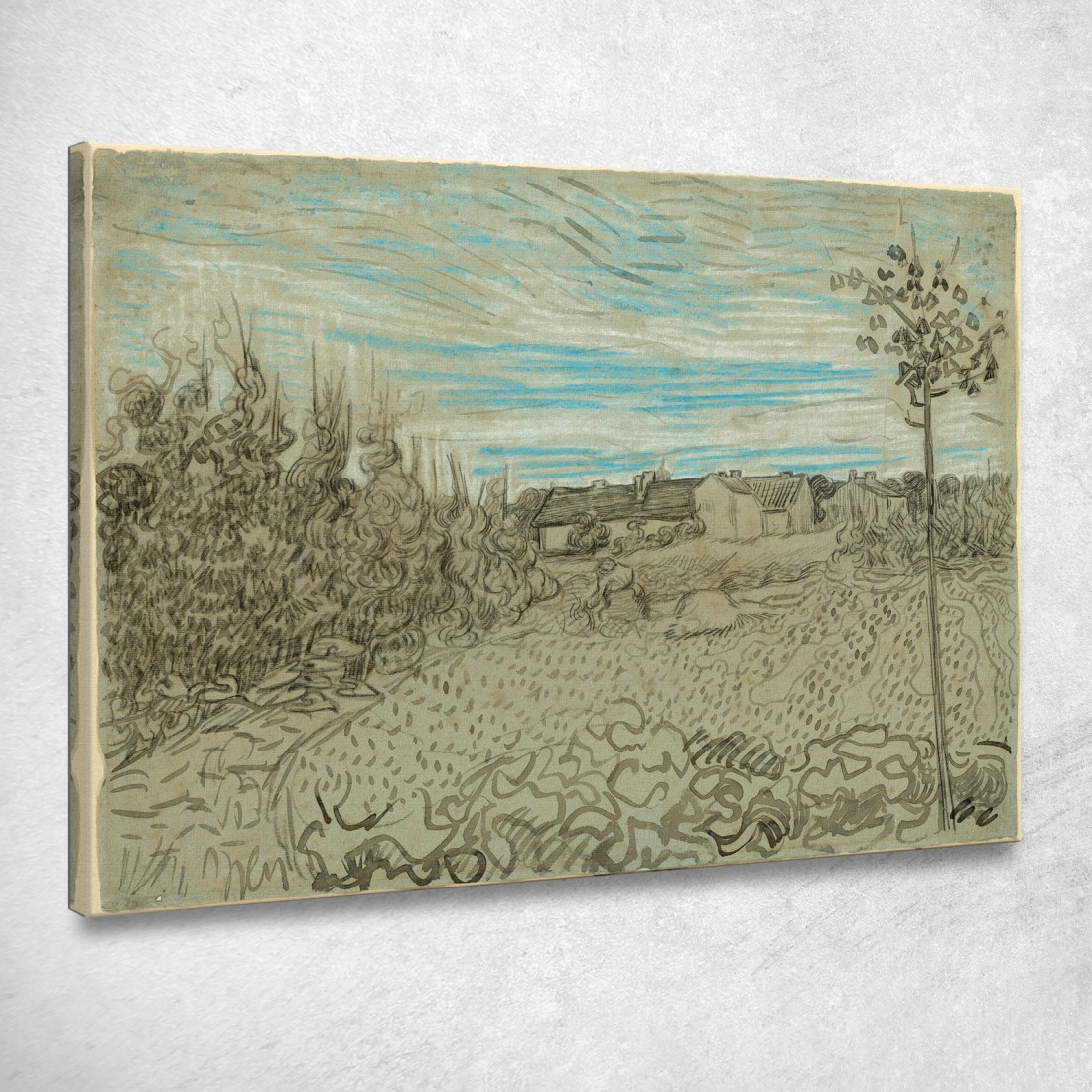 Cottage Con Una Donna Che Lavora Nella Terra Di Mezzo Vincent van Gogh vvg203 quadro stampato su tela