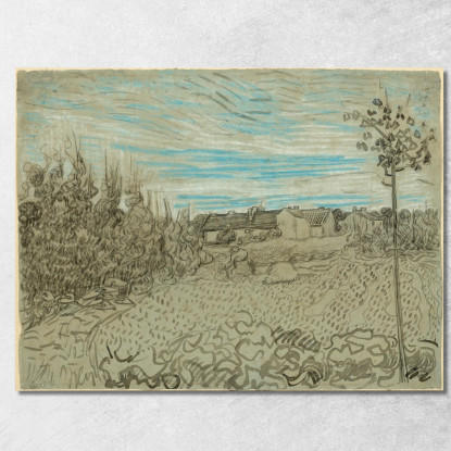 Cottage Con Una Donna Che Lavora Nella Terra Di Mezzo Vincent van Gogh vvg203 quadro stampato su tela