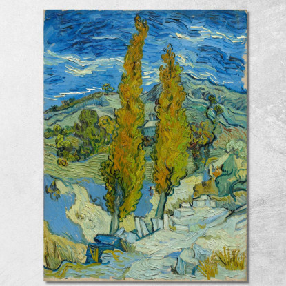 Due Pioppi Nelle Alpilles Vicino A Saint-Rémy Vincent van Gogh vvg305 quadro stampato su tela