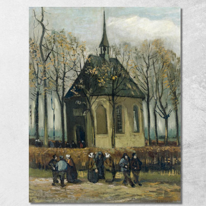 Congregazione Che Lascia La Chiesa Riformata Di Nuenen Vincent van Gogh vvg318 quadro stampato su tela