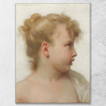 Studio Della Testa Del Volto Di Una Bambina Di Profilo William Bouguereau wbg36 quadro stampato su tela