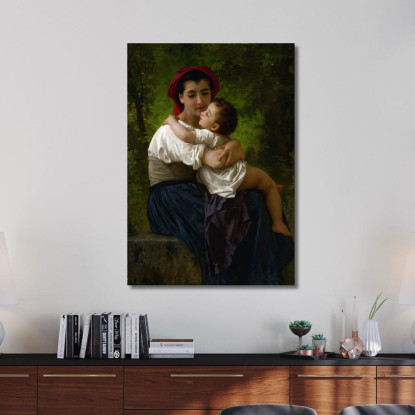 Il Piccolo Abbraccio William Bouguereau wbg87 quadro stampato su tela
