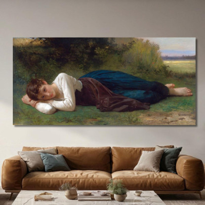 Riposo Giovane Ragazza Sdraiata William Bouguereau wbg88 quadro stampato su tela