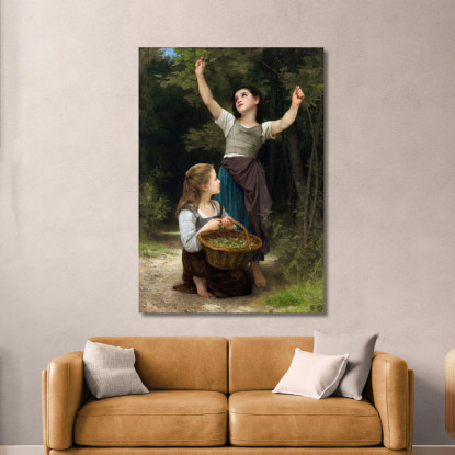 Raccolta Delle Nocciole William Bouguereau wbg140 quadro stampato su tela
