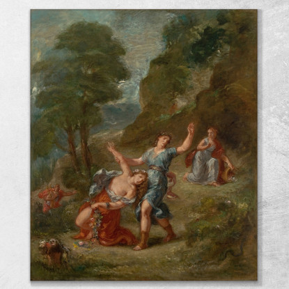La Primavera Euridice Morsa Da Un Serpente Mentre Coglie I Fiori La Morte Di Euridice Eugène Delacroix quadro stampato su tela