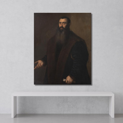 Portrait Du Marchand Et Collectionneur De Nuremberg Willibald Imhoff L'Ancien 1519-1580 Titian Tiziano Vecellio tableau impressi