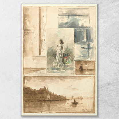 Un Collage Trompe L'Oeil Alfred Stevens stal6 quadro stampato su tela