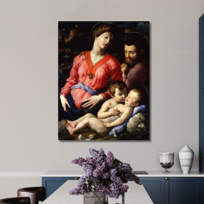 La Sacra Famiglia Panciatichi Agnolo Bronzino abz21 quadro stampato su tela