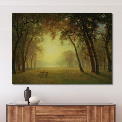 Cervi In ​​Una Radura Dello Yosemite Albert Bierstadt abr18 quadro stampato su tela