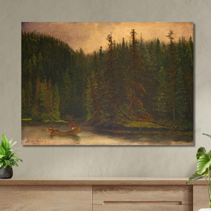 Cacciatori Indiani In Canoa Albert Bierstadt abr37 quadro stampato su tela
