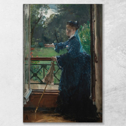 Donna Sul Balcone Alfred Stevens stal27 quadro stampato su tela