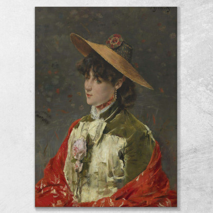Donna Con Un Cappello Di Paglia Alfred Stevens stal28 quadro stampato su tela