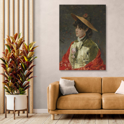 Donna Con Un Cappello Di Paglia Alfred Stevens stal28 quadro stampato su tela