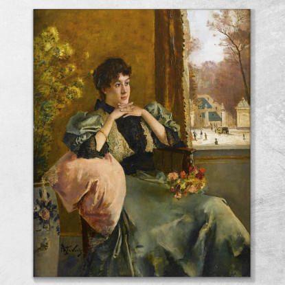 Donna Pensierosa Vicino Alla Finestra Alfred Stevens stal30 quadro stampato su tela