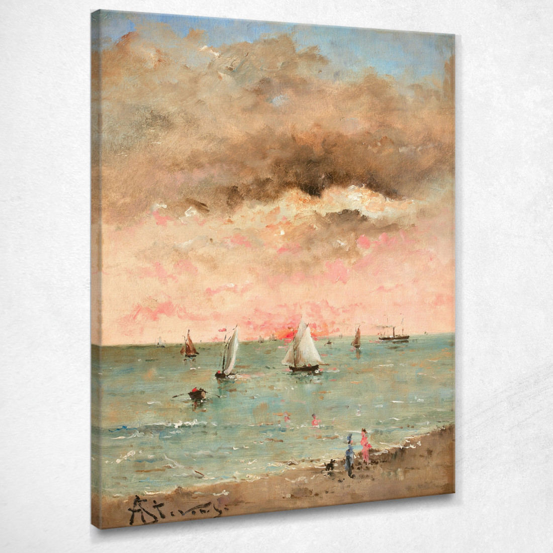 Figure Sulla Spiaggia Al Tramonto Alfred Stevens stal31 quadro stampato su tela