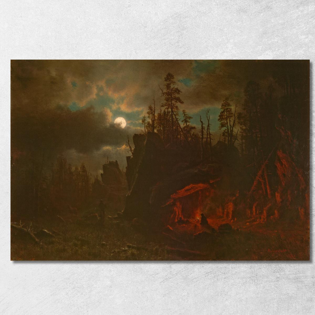 Il Campo Dei Cacciatori Albert Bierstadt abr112 quadro stampato su tela Il Campo Dei Cacciatori Albert Bierstadt abr112 quadro stampato su tela