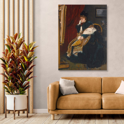 La Donna Vestita Di Verde In Officina Alfred Stevens stal40 quadro stampato su tela