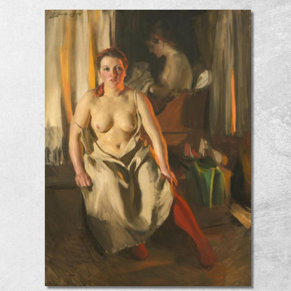 Calze Rosse Anders Zorn azn64 quadro stampato su tela