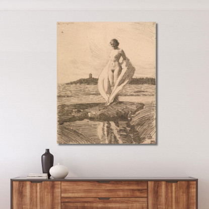 Il Cigno Anders Zorn azn75 quadro stampato su tela