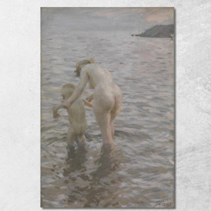 Con La Madre Anders Zorn azn83 quadro stampato su tela