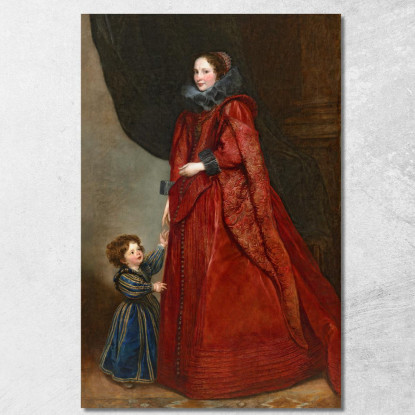 Una Signora Genovese Con Il Suo Bambino Anthony van Dyck avd2 quadro stampato su tela