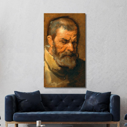 Testa Di Un Uomo Barbuto Anthony van Dyck avd30 quadro stampato su tela