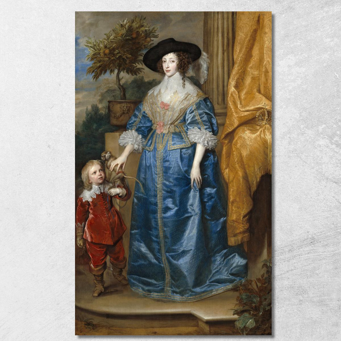 La Regina Henrietta Maria Con Sir Jeffrey Hudson Anthony van Dyck avd93 quadro stampato su tela La Regina Henrietta Maria Con Sir Jeffrey Hudson Anthony van Dyck avd93 quadro stampato su tela