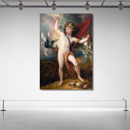 Cupido Rilasciando Due Colombe Benjamin West bwt11 quadro stampato su tela