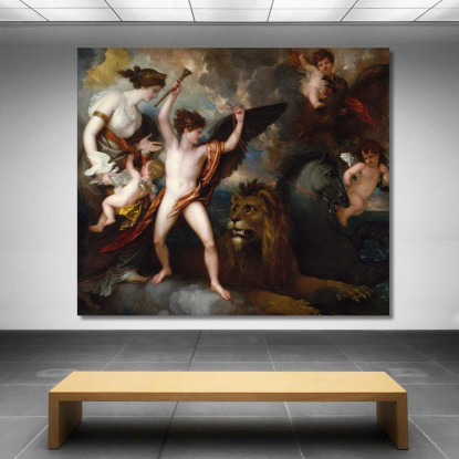 Omnia Vincit Amor Ovvero La Forza Dell'Amore Nei Tre Elementi Benjamin West bwt41 quadro stampato su tela