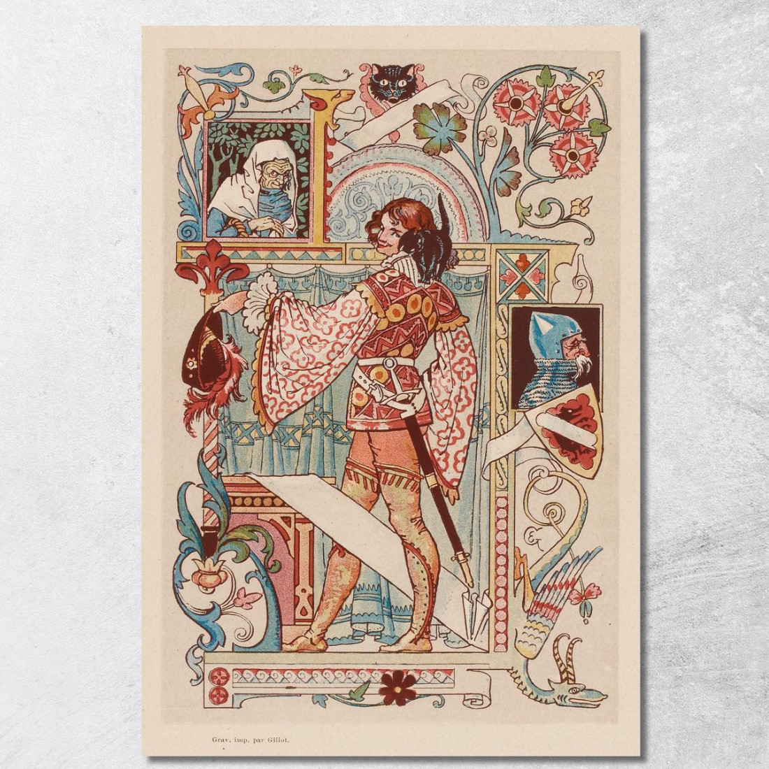 Cavaliere Iscritto In Una Miniatura Eugène Grasset egs4 quadro stampato su tela Cavaliere Iscritto In Una Miniatura Eugène Grasset egs4 quadro stampato su tela
