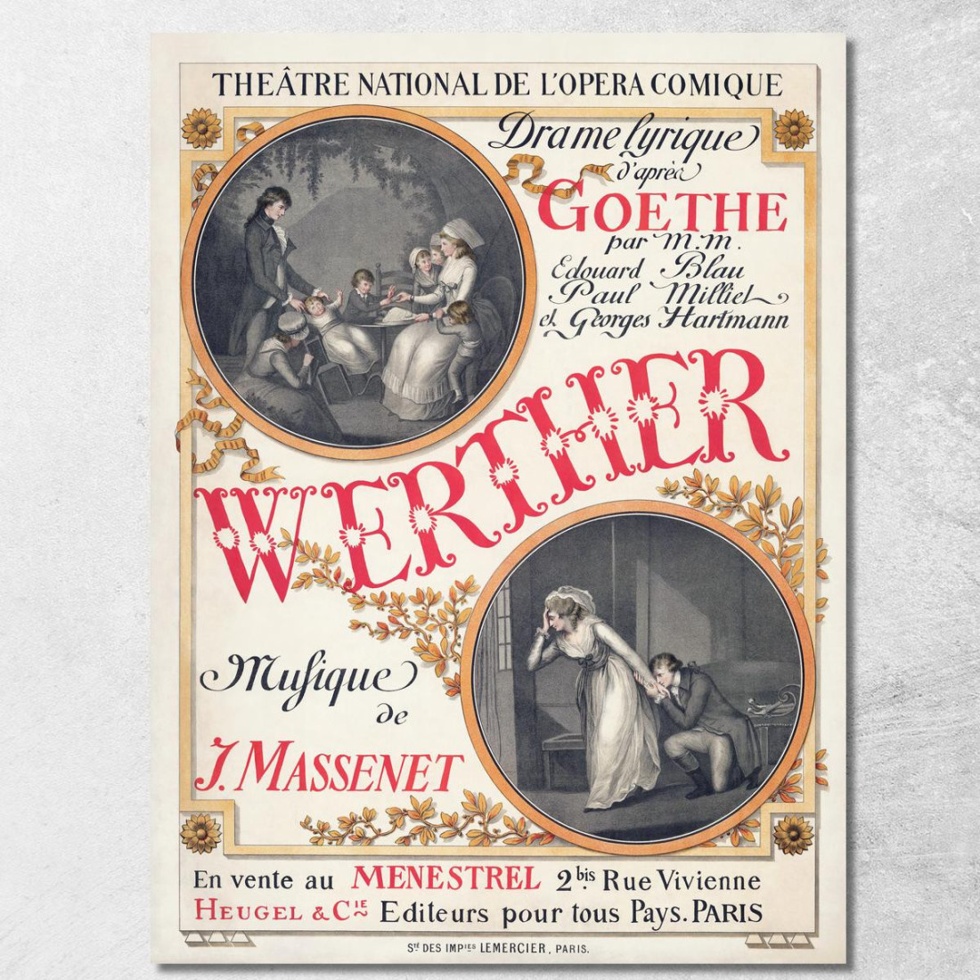 Manifesto Per La Prima Del Werther Di Jules Massenet Eugène Grasset egs23 quadro stampato su tela Manifesto Per La Prima Del Werther Di Jules Massenet Eugène Grasset egs23 quadro stampato su tela
