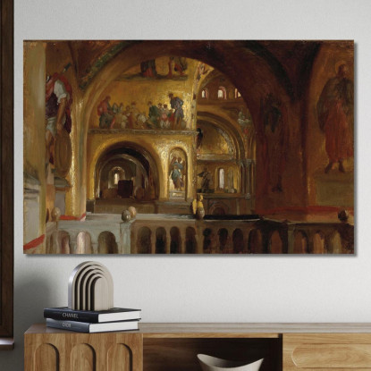 L'Interno Della Basilica Di San Marco Venezia Frederic Leighton flg59 quadro stampato su tela