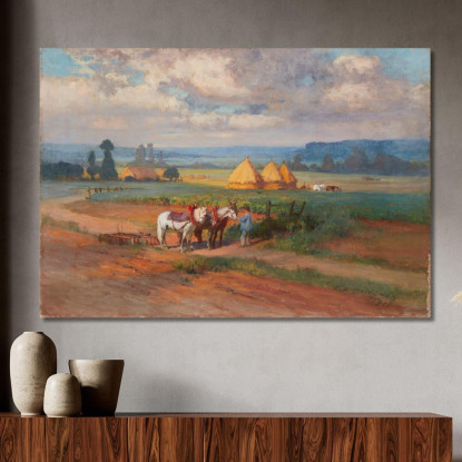 In Normandia Frederick Arthur Bridgman fab21 quadro stampato su tela