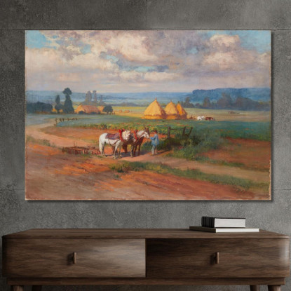 In Normandia Frederick Arthur Bridgman fab21 quadro stampato su tela