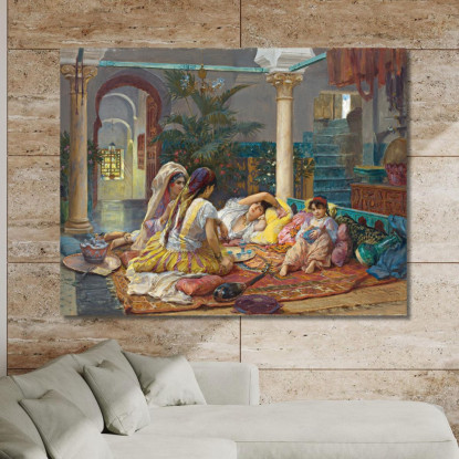 Nell'Harem Frederick Arthur Bridgman fab27 quadro stampato su tela